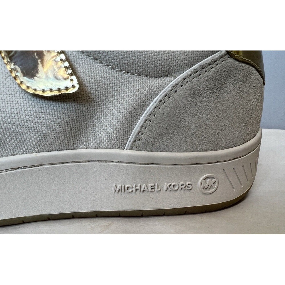 Michael Kors Gertie Tennis Shoes Mens 9.5‎ Cream Gold Low Top Sneakers - Picture 3 of 16